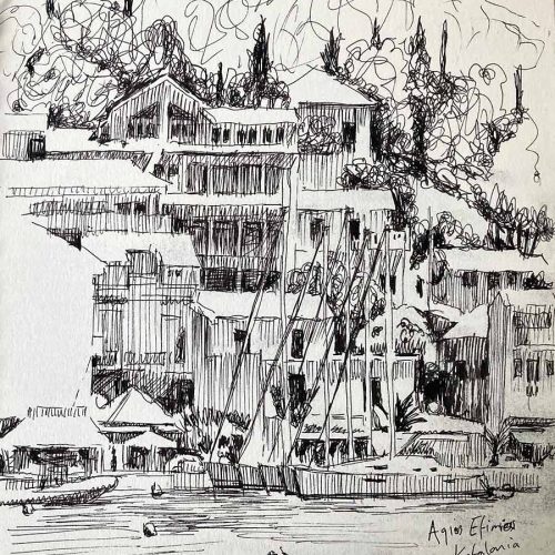Paul Joseph-Crank - Sketchbook - Fiskado, Kefalonia