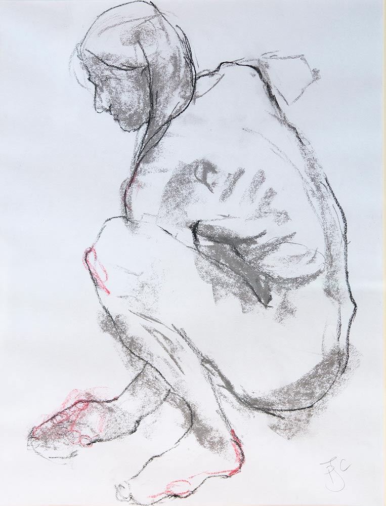 Life drawing - male figure. Charcoal and pastel