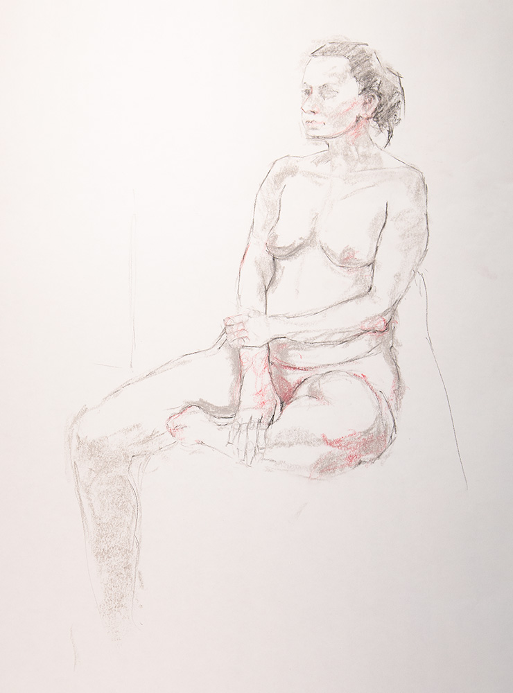 Chloe seated - life drawing by Paul Joseph-Crank