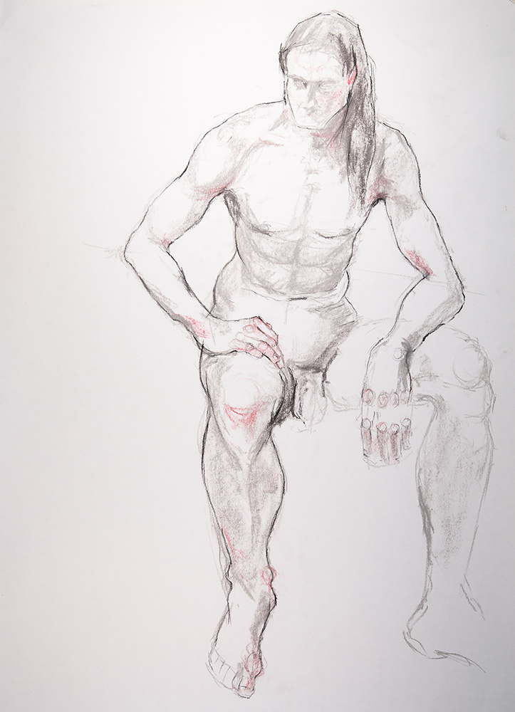 Piotr seated - life drawing by Paul Joseph-Crank